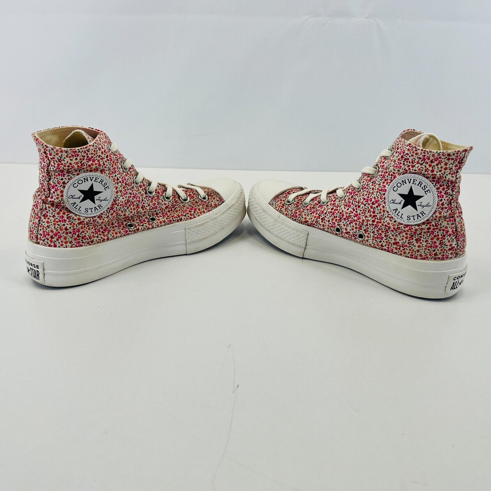 Converse All Star Chuck Taylor Hi-Top Red/White Floral Womens Trainers UK 5