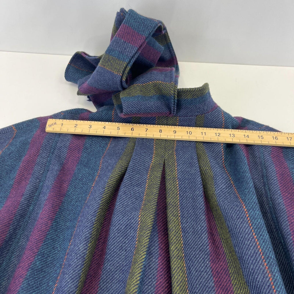 Avoca Collection Cape Coat Poncho Cloak size M Blue/Purple/Green +Attached Scarf