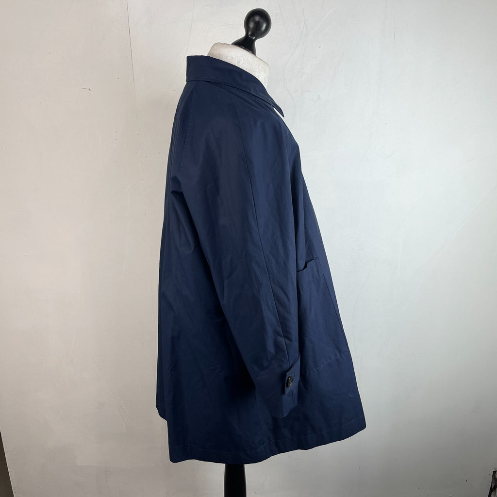 M&S Mid Length Trench Coat Navy Blue Women's UK 22 Button Front Smart Casual