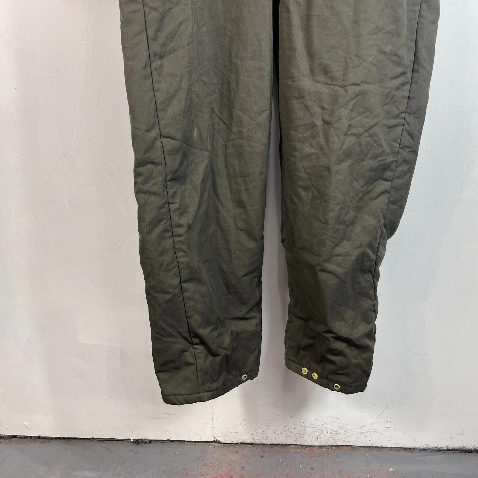 Vtg Montgomery Ward Powr House Thermal Insulated Overalls Green w/ Hood size XL