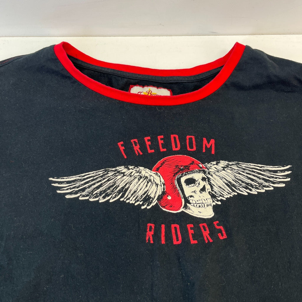 Joe Browns Biker T-shirt Mens Black/Red size 6XL Crew Neck Long Sleeve Cotton