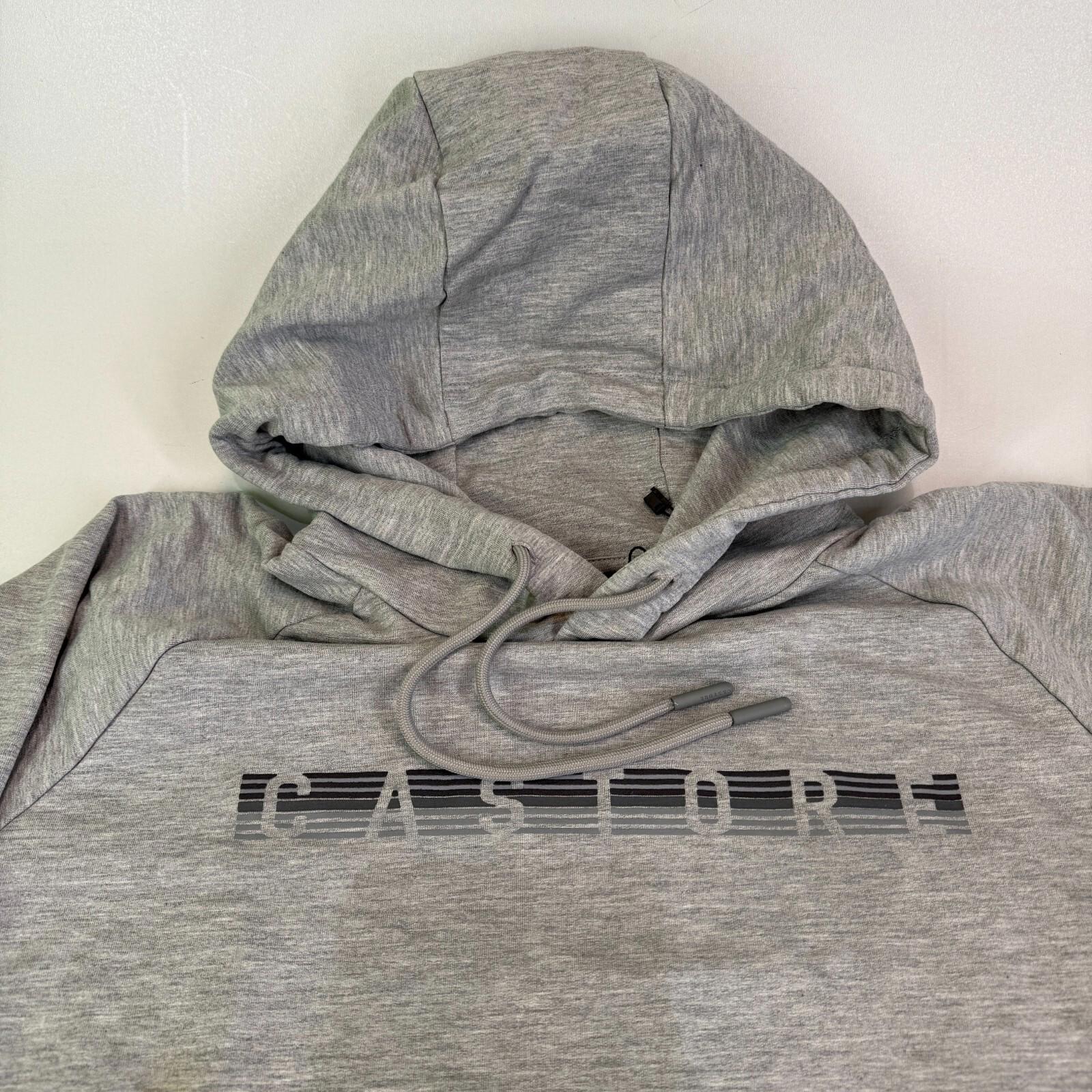 Castore Graphic Spellout Hoodie with Sleeve Logo Grey size Small - VGC
