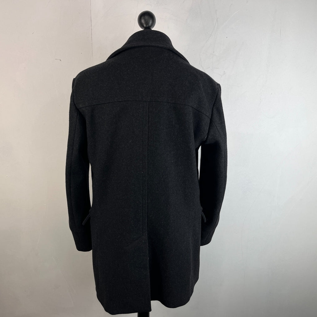 Hackett London Men's Double Breasted Peacoat Charcoal Grey size M