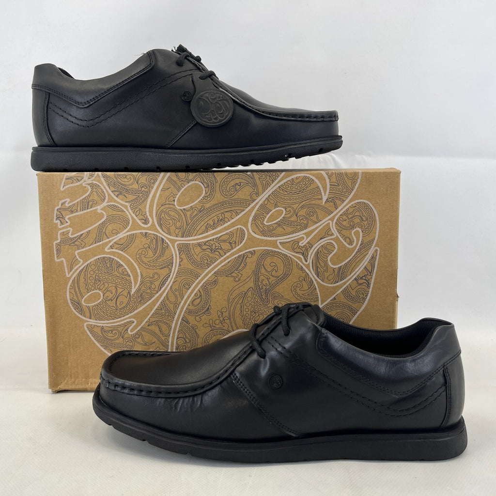 Pretty Green Waltham Lace Up Shoes Moccasin Loafers Mens Black Leather size 11.5