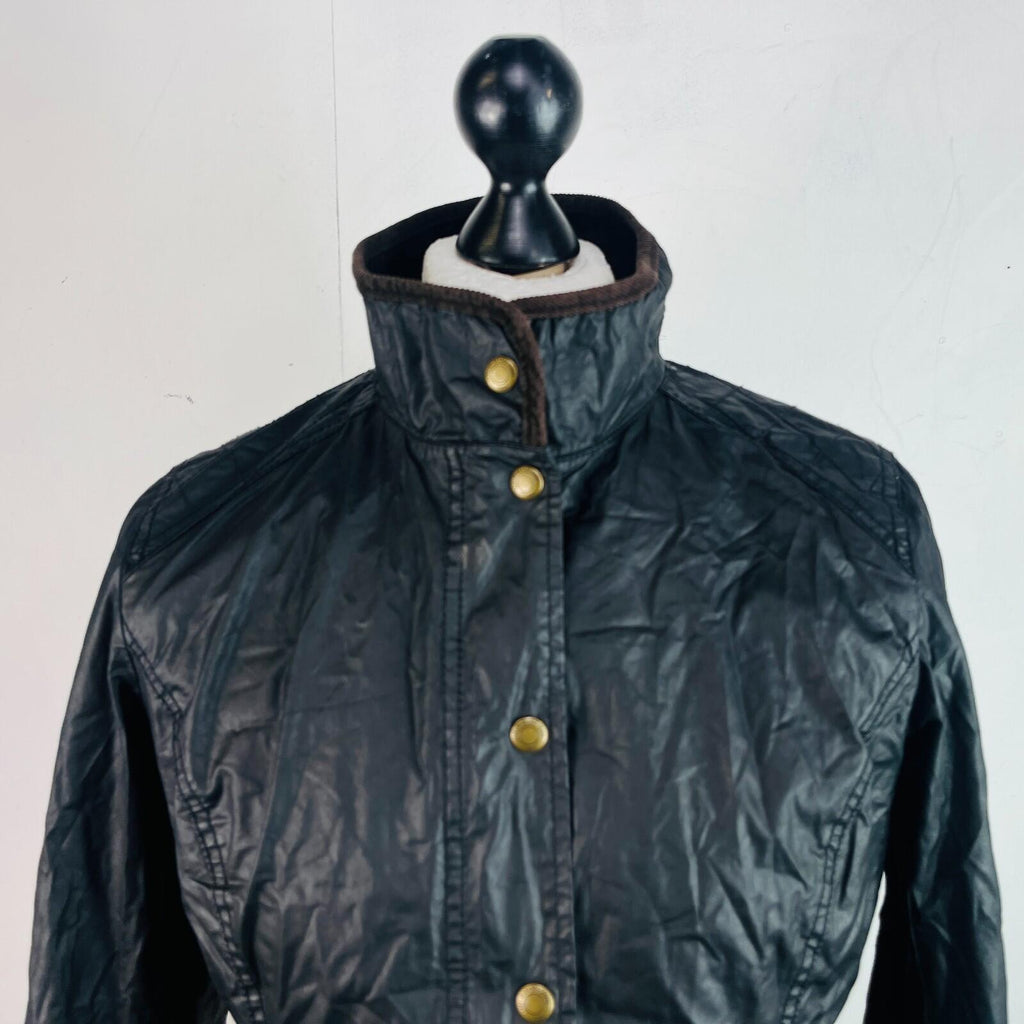 H&M Women's Wax Jacket in Black with Cord Collar size 12