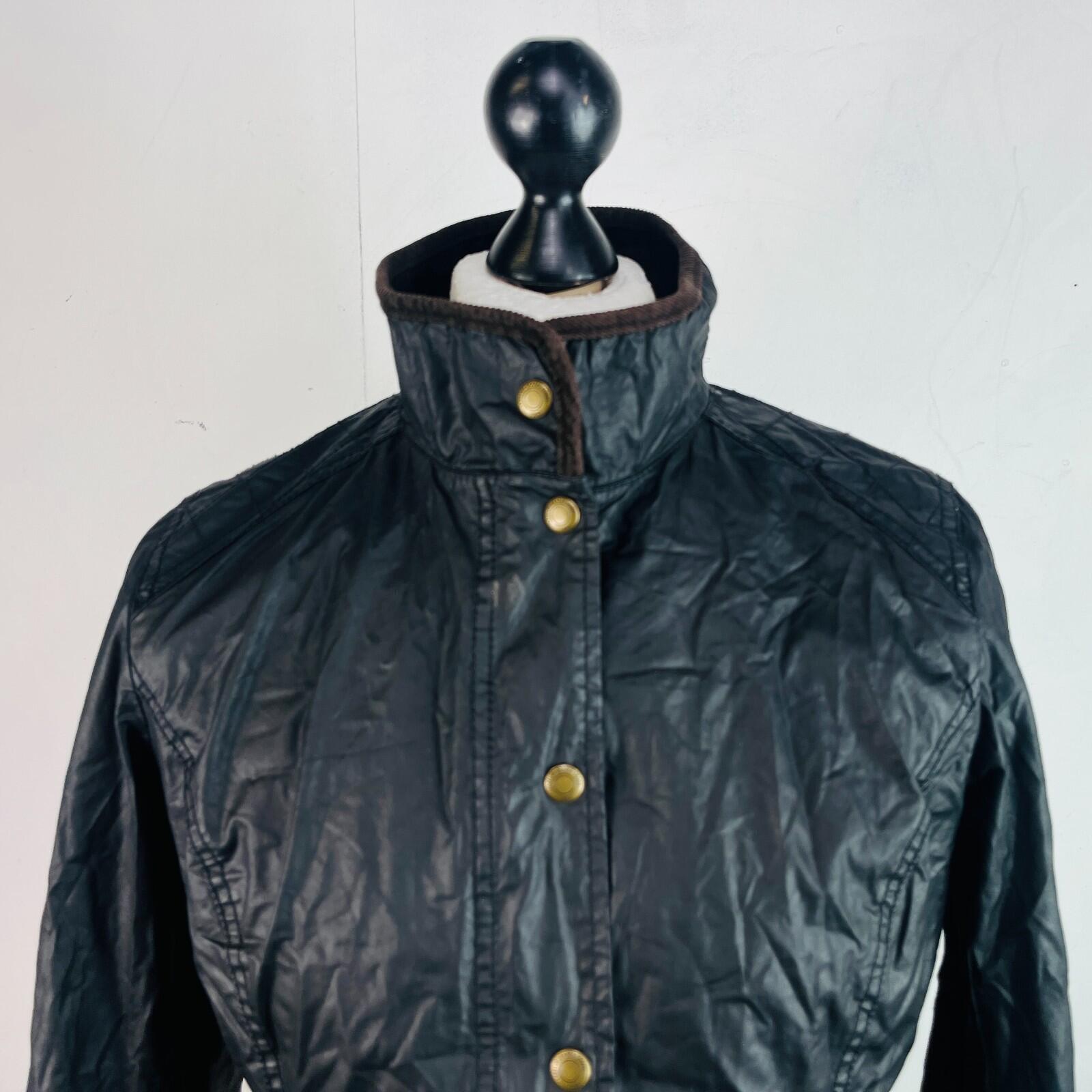 H&M Women's Wax Jacket in Black with Cord Collar size 12