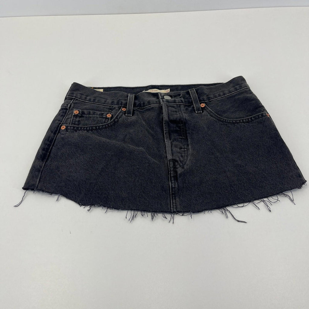 Levi’s Icon Denim Mini Skirt Size 29 Distressed Black