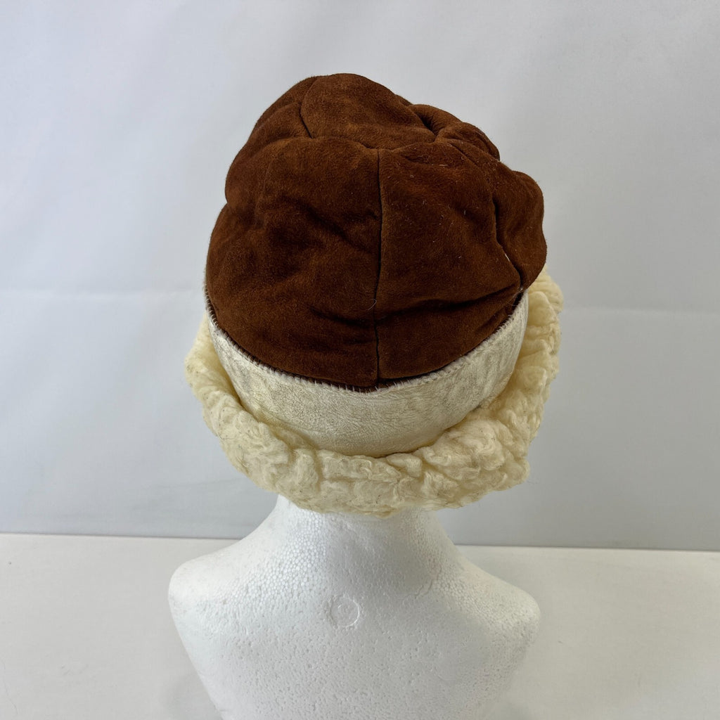 Vtg Nordvek Genuine Shearling Sheepskin Cossack Hat Winter Russian Boho Brown