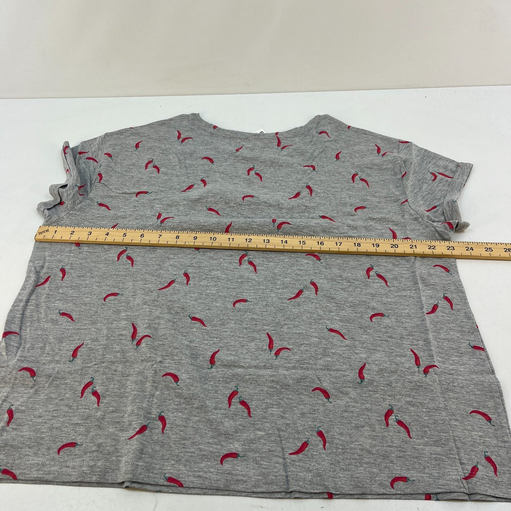 M&S Ladies Pyjama Set UK L 16-18 Grey with Chillies Long Leg Short Sleeve New