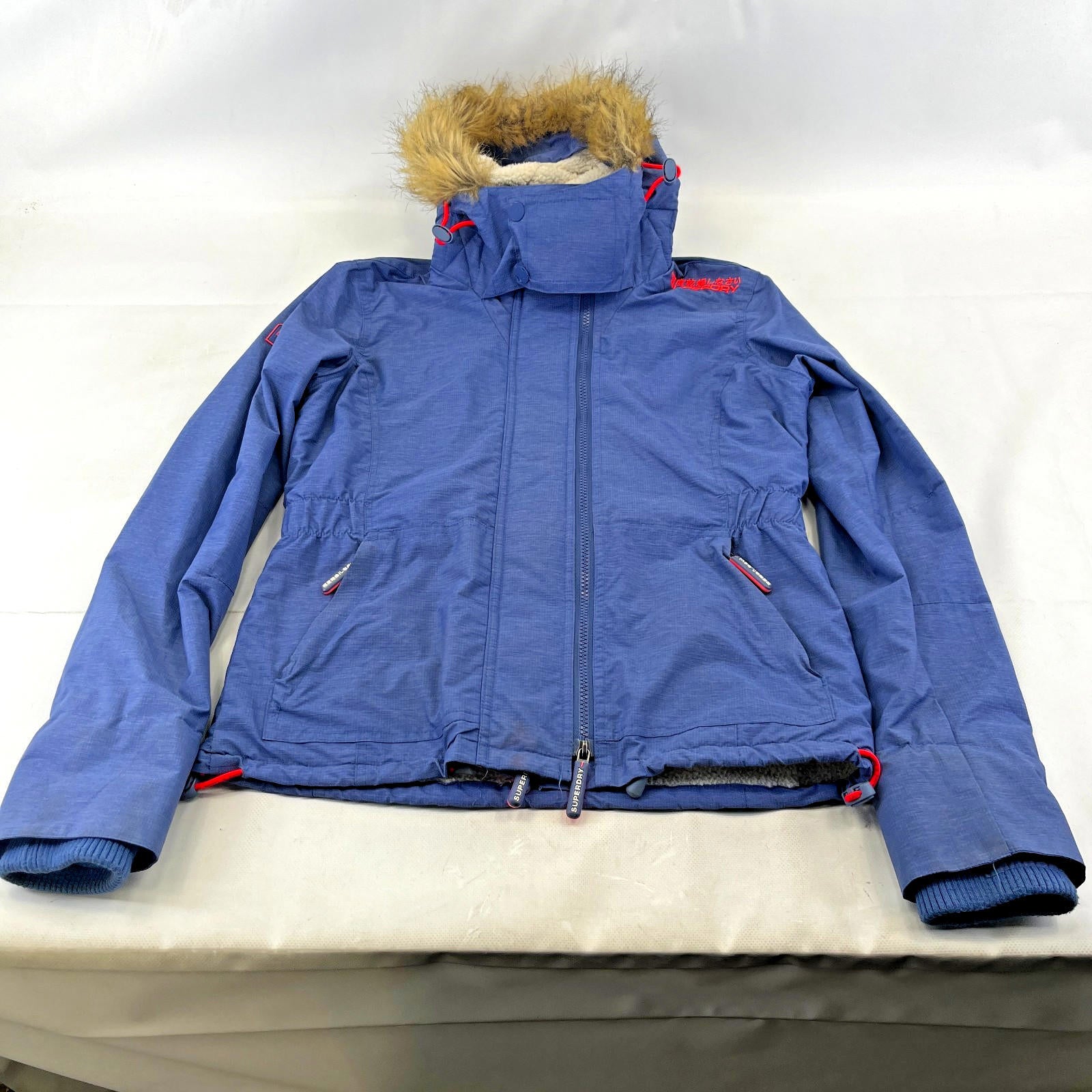 Superdry Wind Attacker Engineered Women's Ladies Jacket size M Blue Fleece Lined