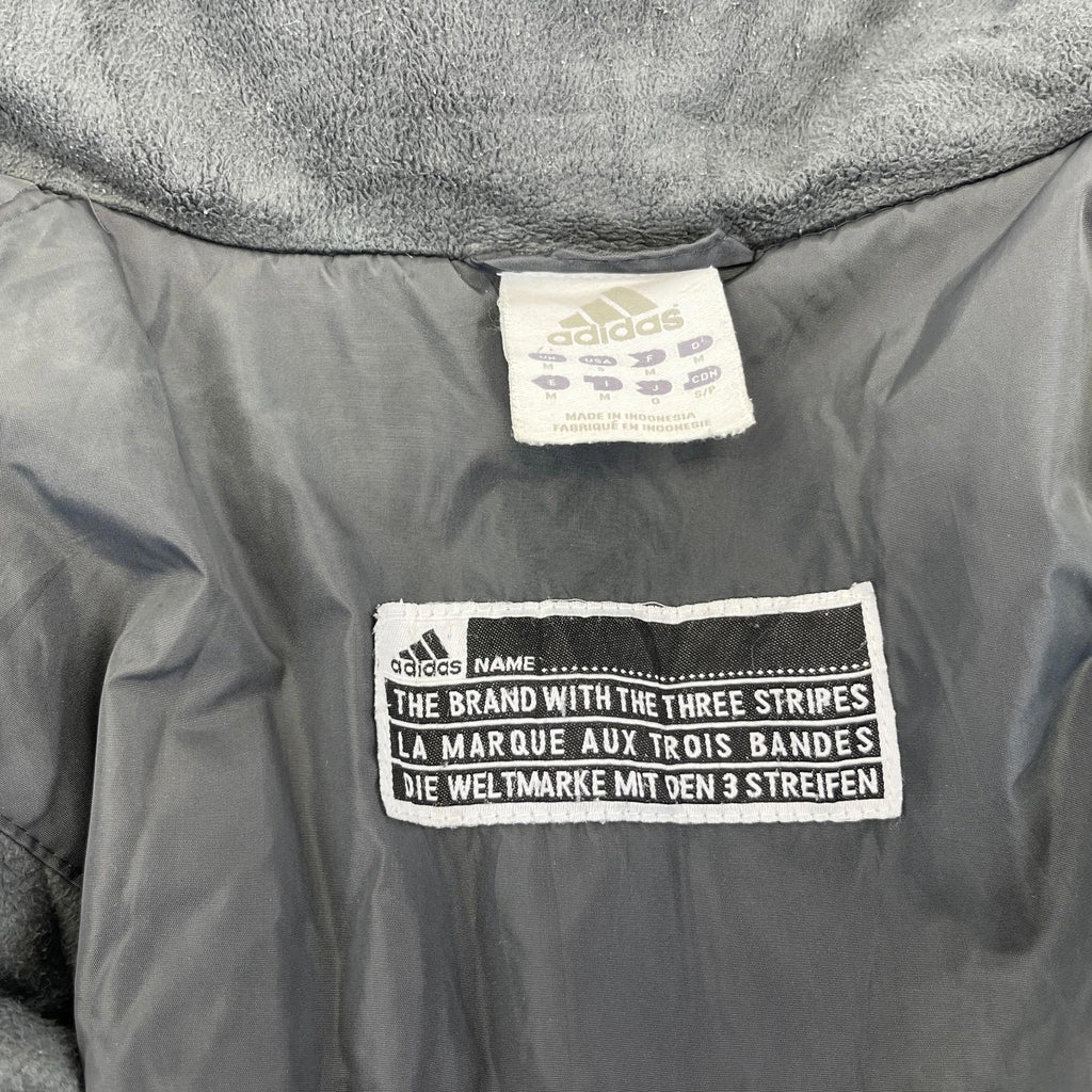 Adidas Men's Quilted Coach Jacket in Dark Grey - size Medium Oversized