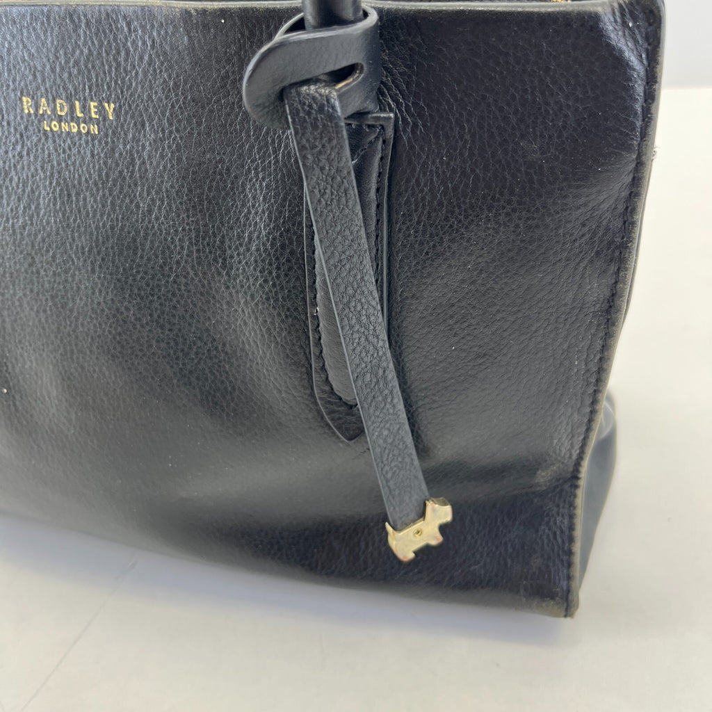 Genuine Radley Nlack Leather Open Top Grab Tote Bag - See Details