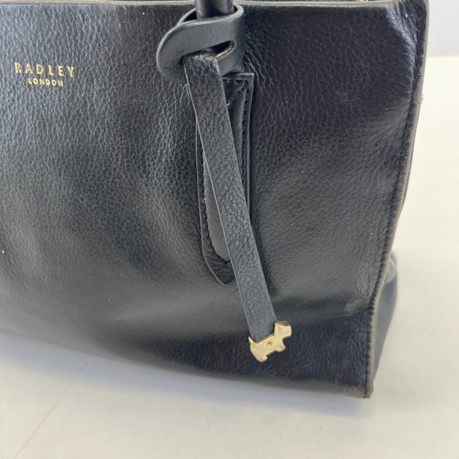 Genuine Radley Nlack Leather Open Top Grab Tote Bag - See Details