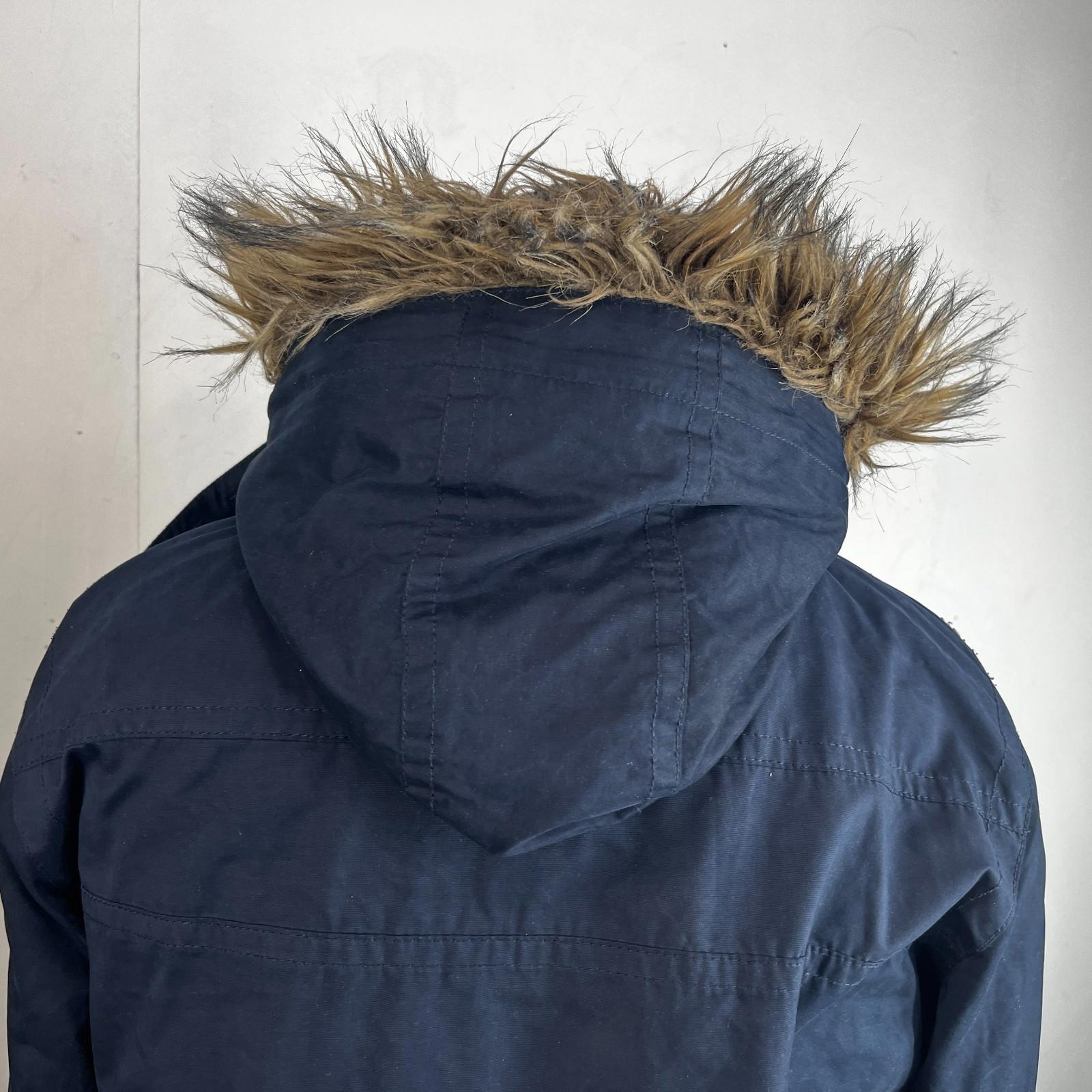 SuperDry Mens Windbomber Bomber Jacket size Large Hooded in Navy Blue Microfibre