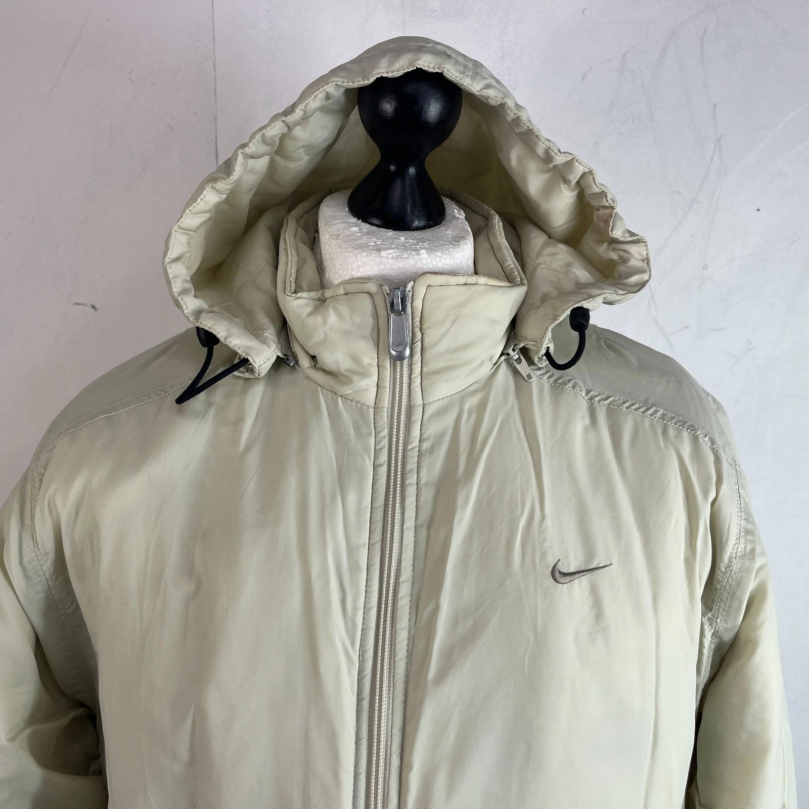 Nike Jacket Men's Quilt Lined Insulated Coat with Removable hood in Cream size M