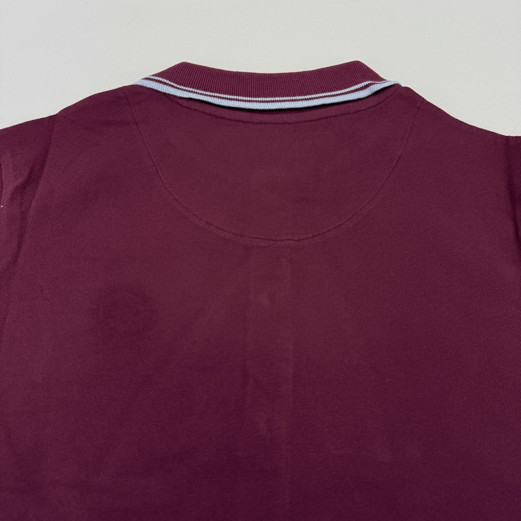 Trojan Records Women's Short Sleeve Polo Shirt in Burgundy Maroon Red size 8