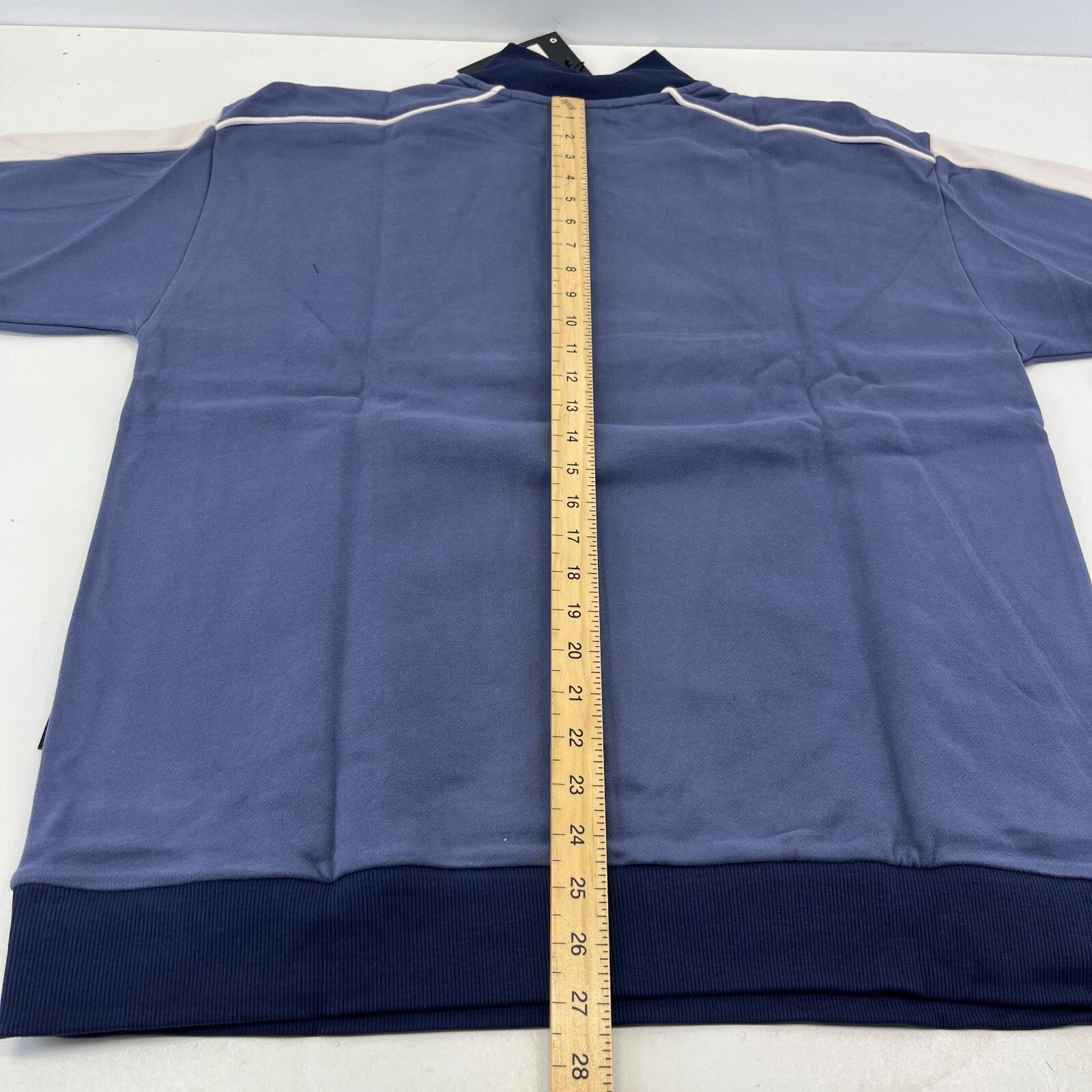 Kickers Big Spellout Blue 1/4 Zip Pullover Sweater Applique Logo size Medium