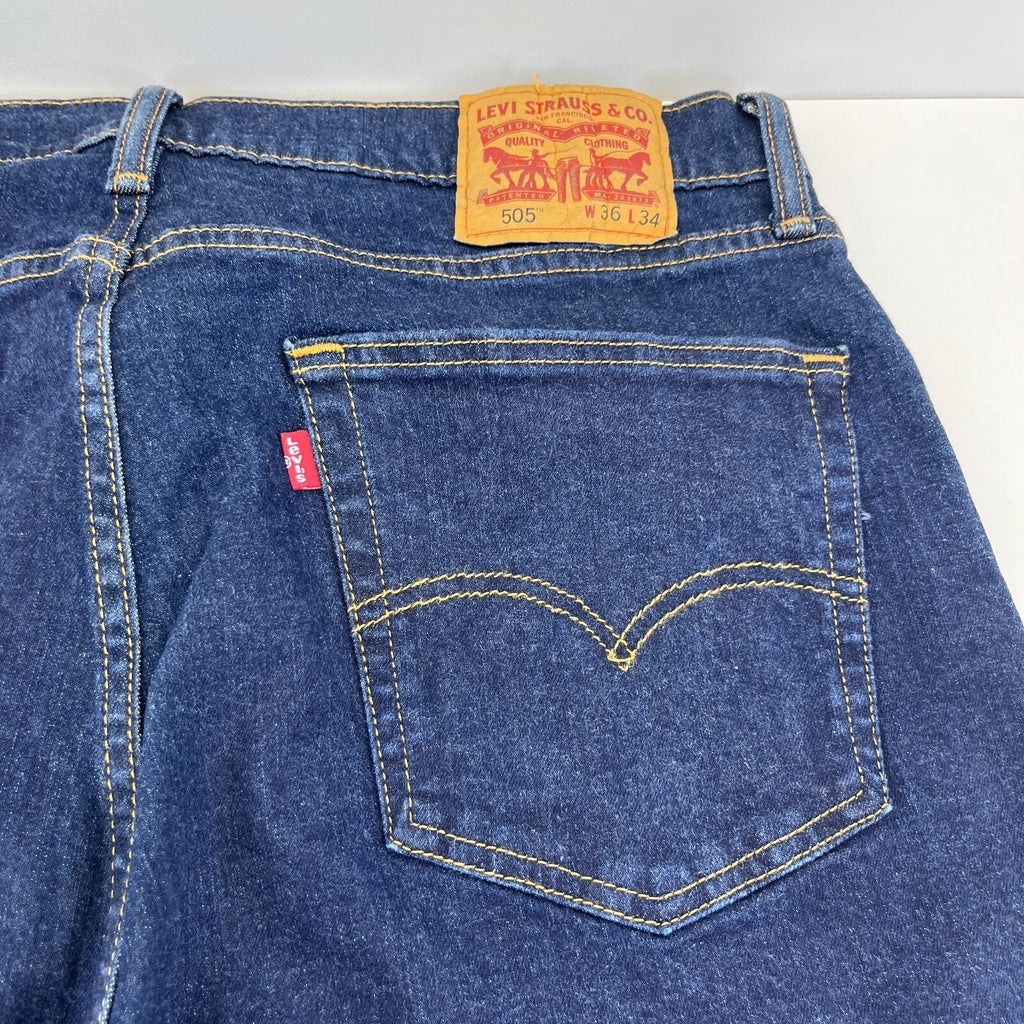Levi Strauss & Co Levis 505 Jeans Mens Blue Denim Straight Leg W36" L34"