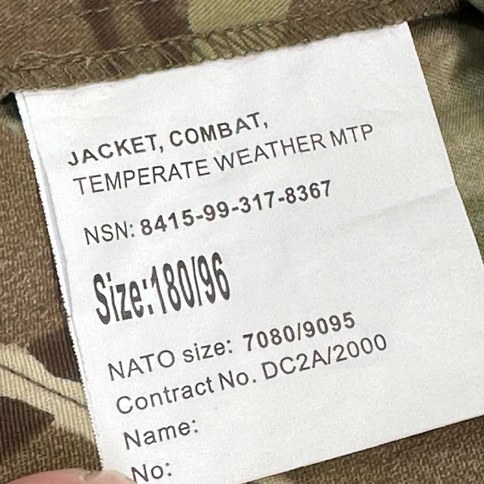 British Army MTP Camo Combat Jacket Temperate Weather Size 180/96 Medium  NWOT