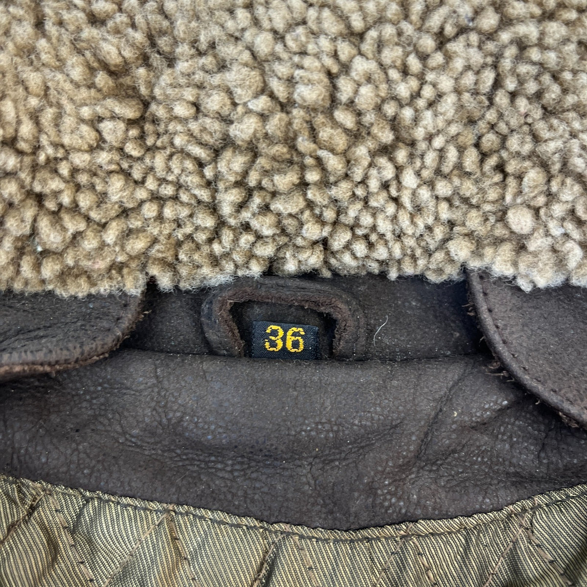 Saki Women’s Brown Leather Aviator Jacket Shearling Collar Insulated size 36