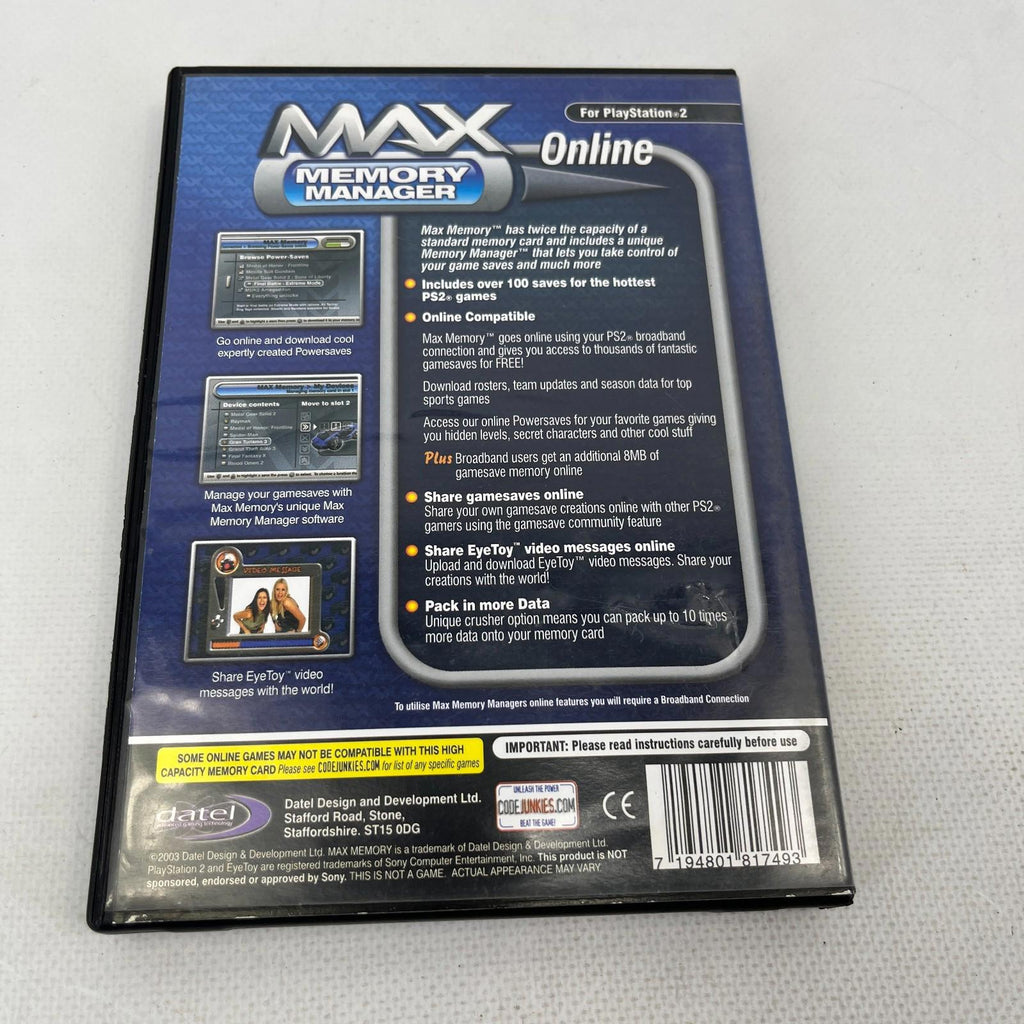 Max Memory 16 Megabyte Memory For PlayStation 2 Boxed - Disc Only!