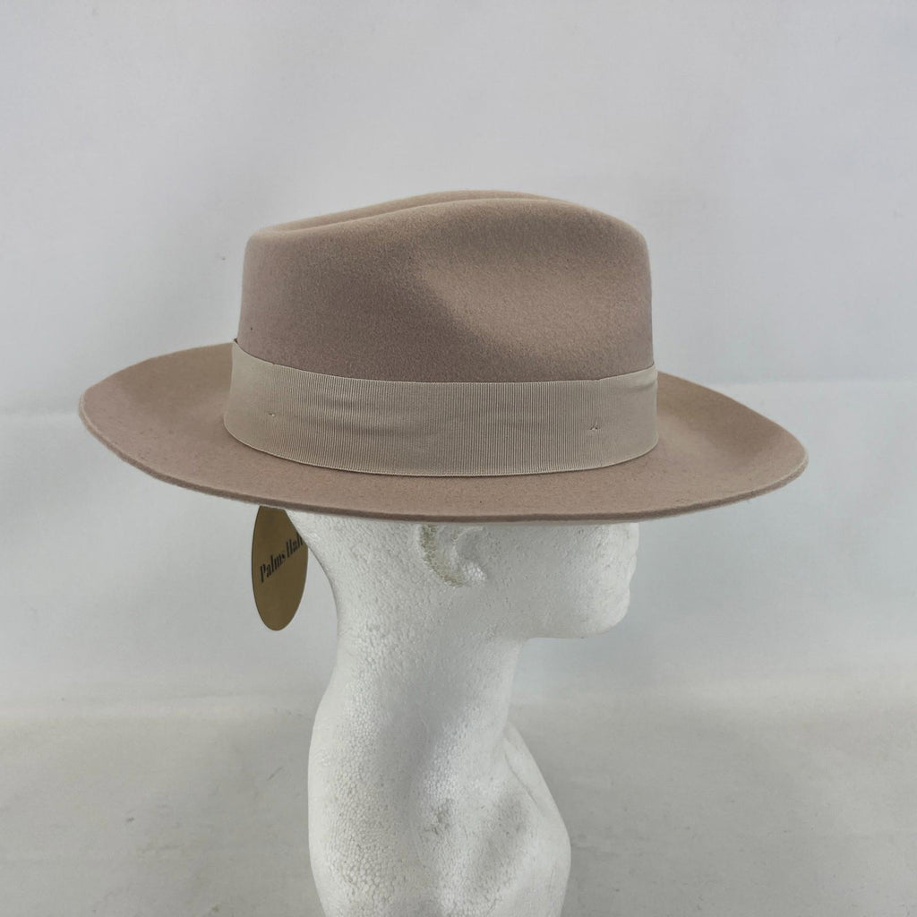 Palms Halt 100% Wool Handmade Textured Fedora Hat in Beige size M 56