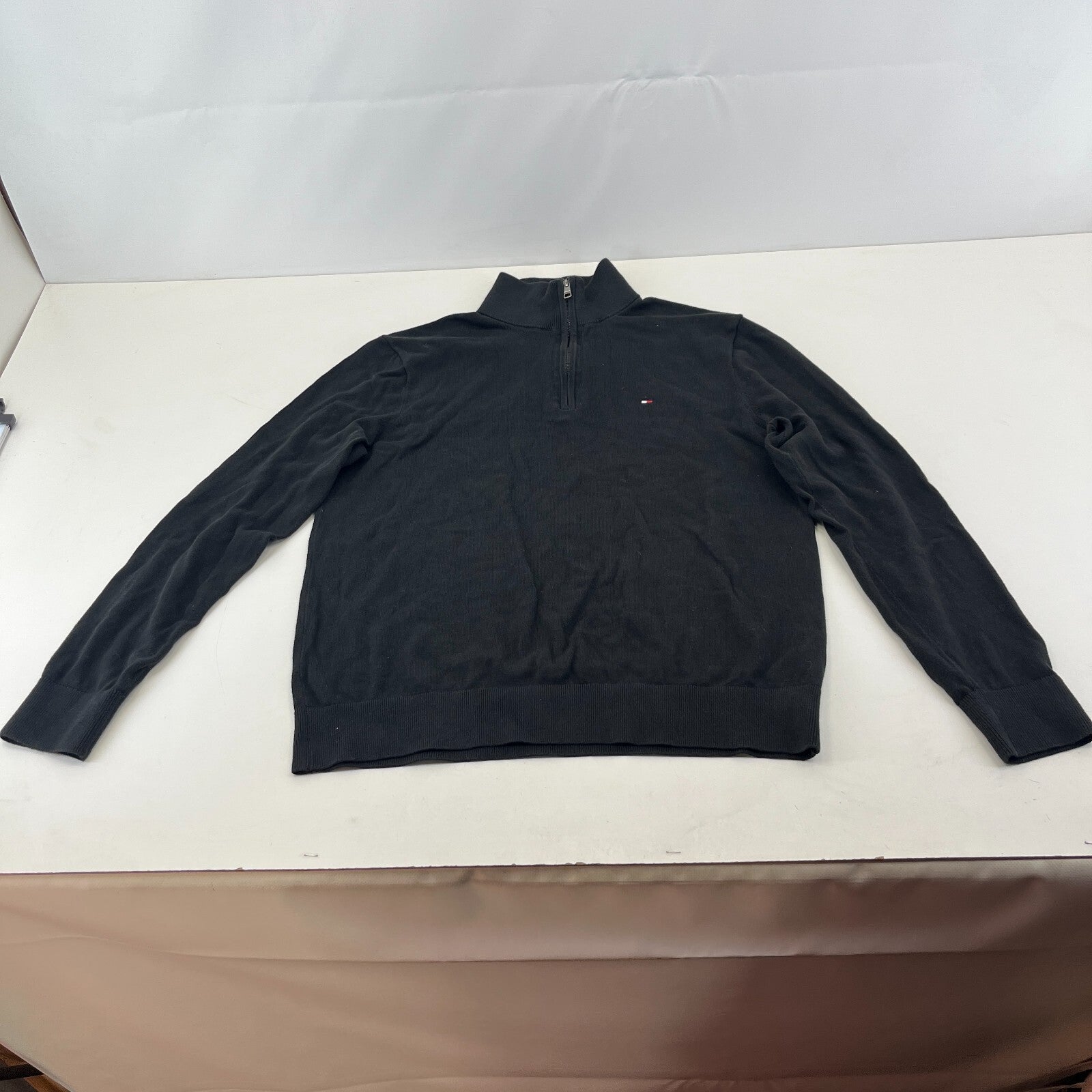 Tommy Hilfiger Women's Knit Turtleneck 1/4 Zip Sweater in Black size Large