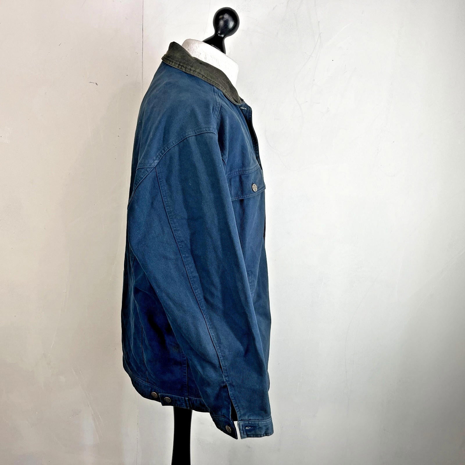 Oxbow Corduroy Trucker Chore Jacket US size L Blue Long Sleeve 100% Cotton