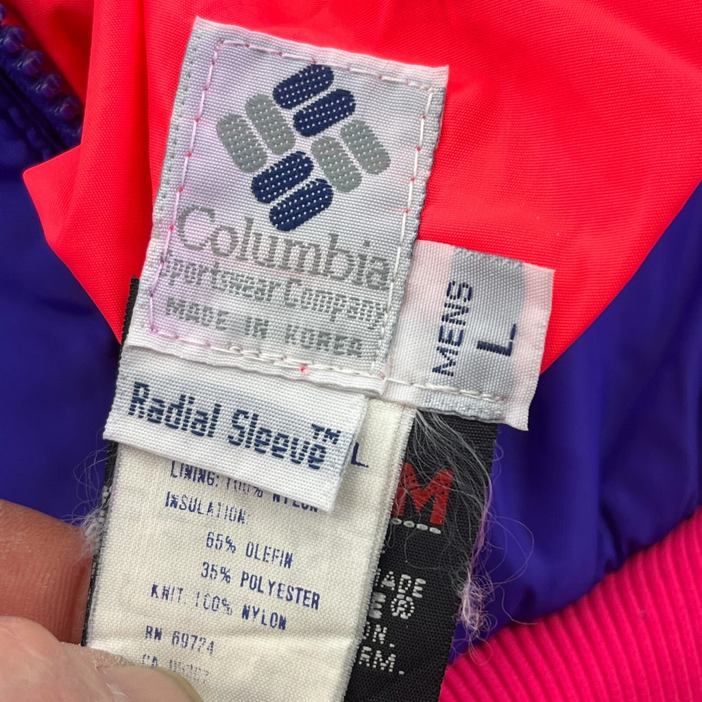 Vintage 1991 Columbia Reversible Ski/Snowboard Bomber Jacket Pink/Purple size L