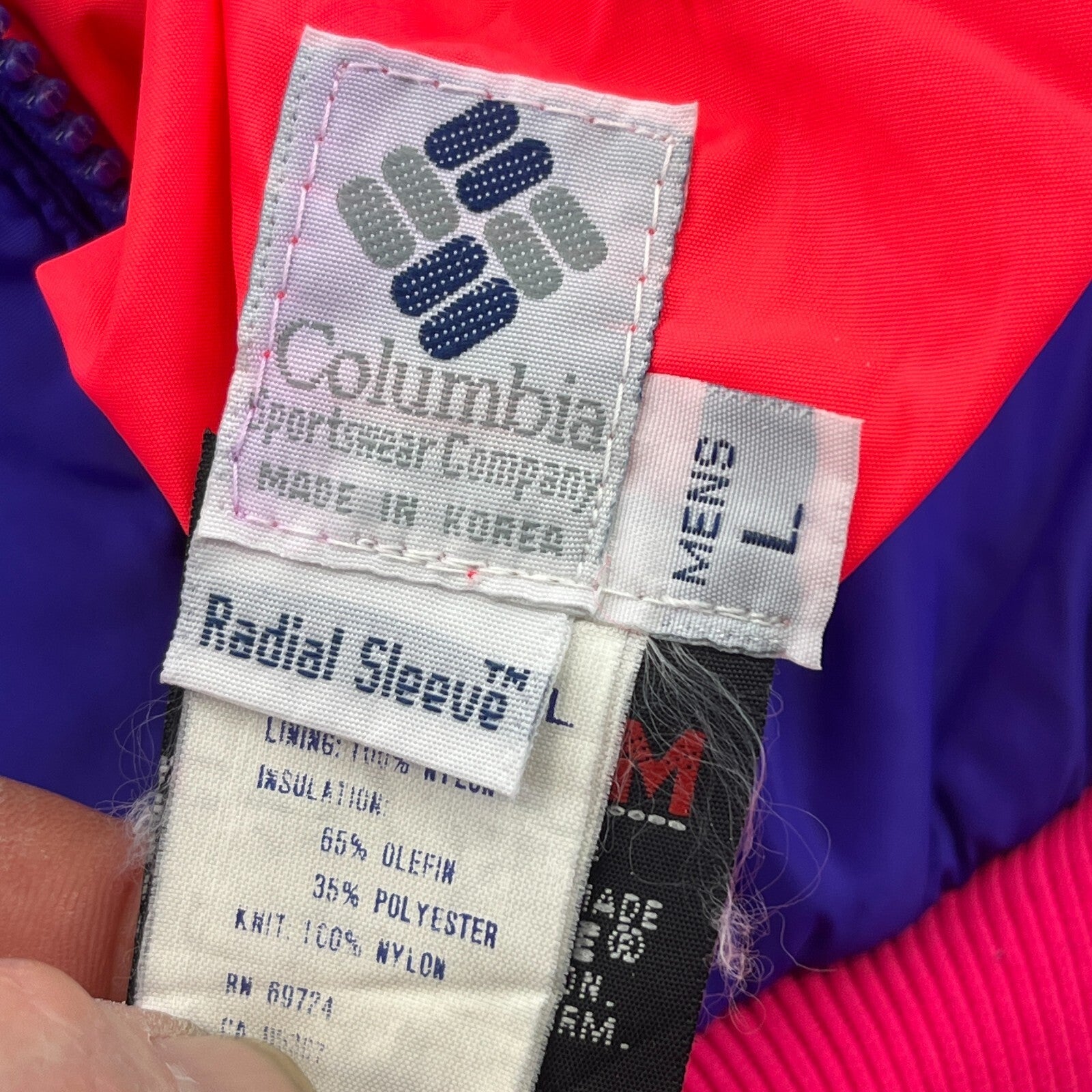 Vintage 1991 Columbia Reversible Ski/Snowboard Bomber Jacket Pink/Purple size L