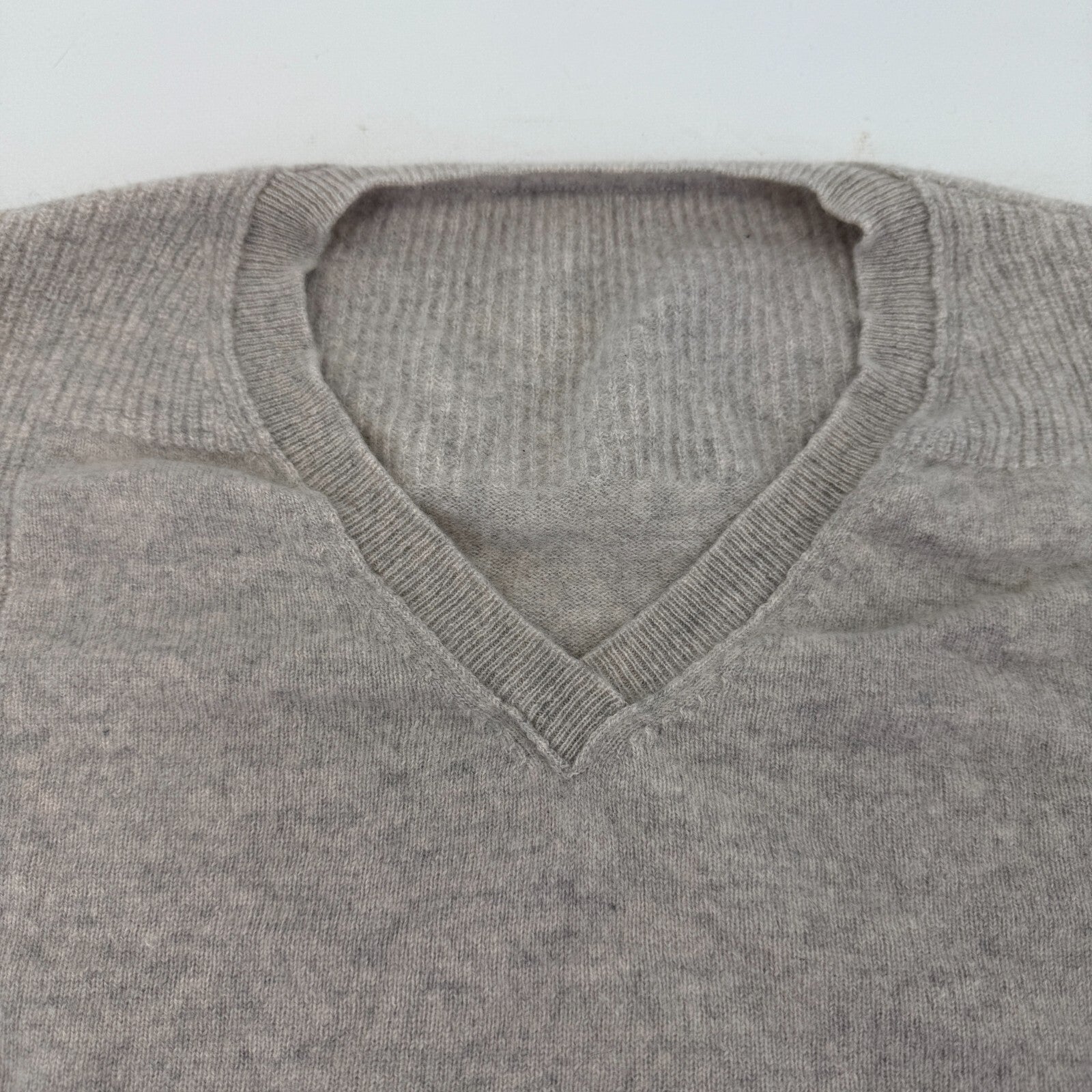 Wrap 100% Cashmere V Neck Jumper Long Sleeve Grey UK size 10 Relaxed Fit