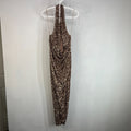 Zara Gold Sparkly Sequin Wrap Round Pencil Dress Halter Neck size Large - New