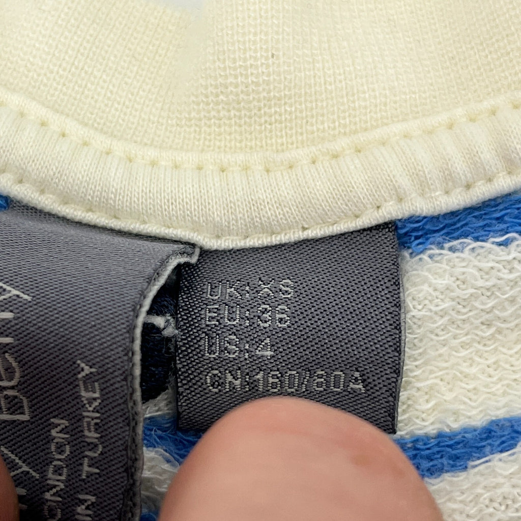 Sweaty Betty After Class Cropped Sweatshirt size XS Oversized White/Blue Striped