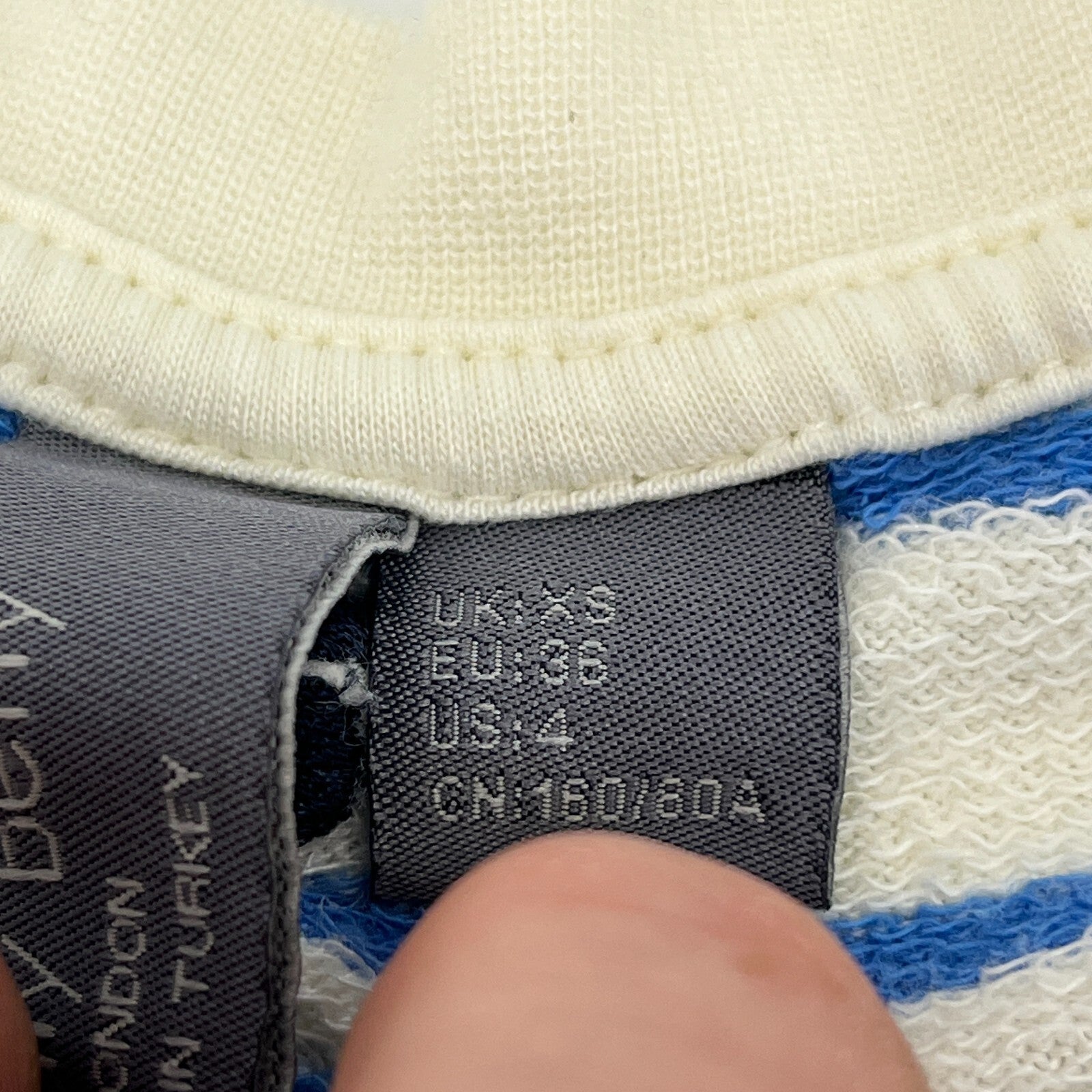 Sweaty Betty After Class Cropped Sweatshirt size XS Oversized White/Blue Striped