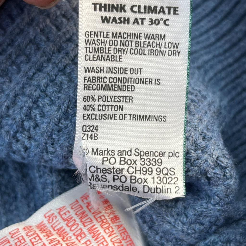 M&S Men's Cotton Blend Cable Knit Crew Neck Jumper Air Force Blue size 3XL New