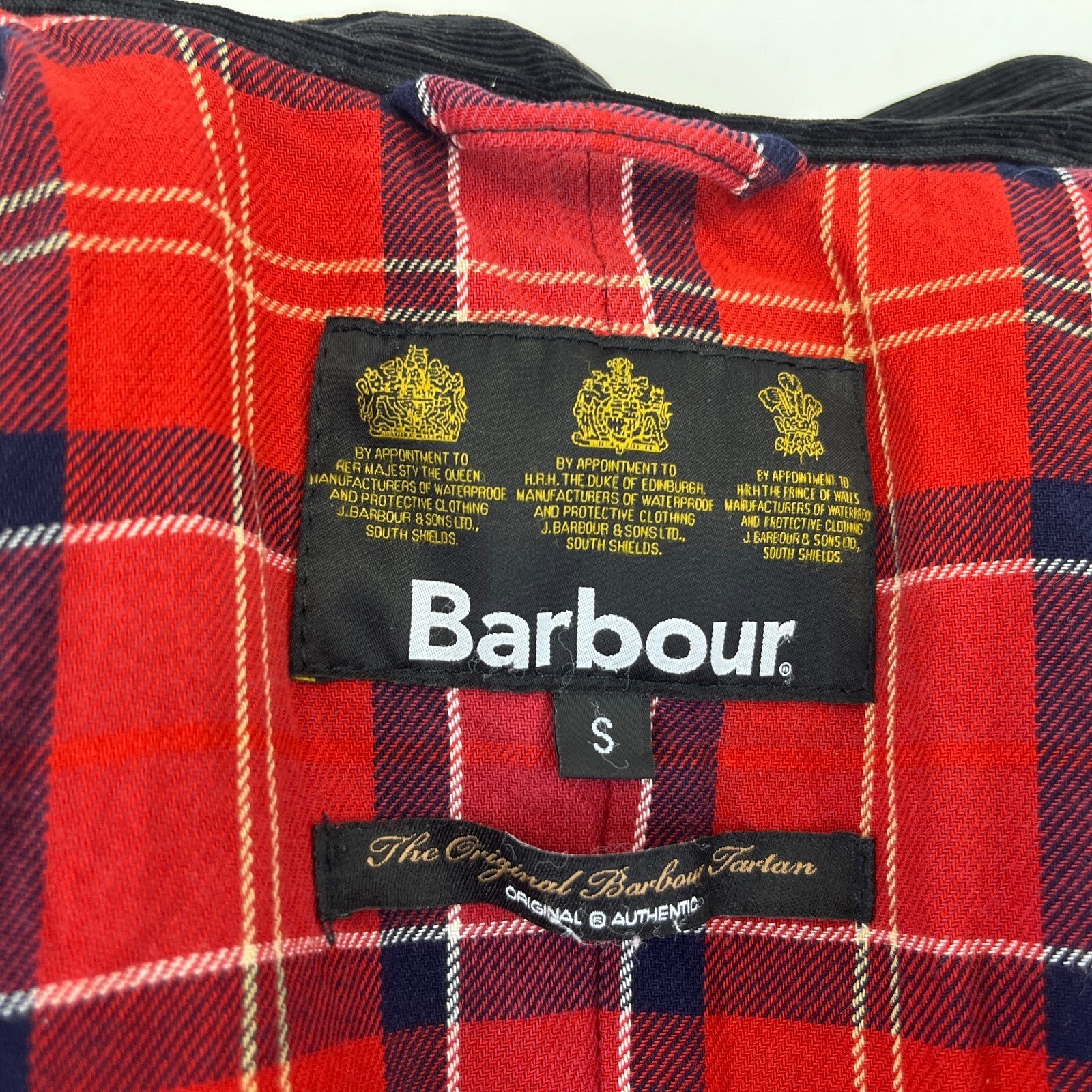 Barbour International Quilted Waxed Cotton Jacket Black with Belt Band Collar S