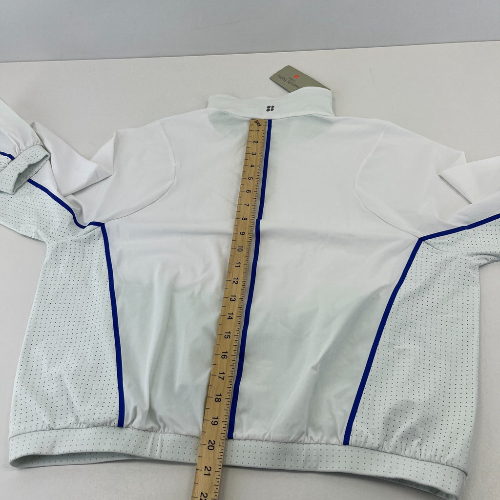 Sweaty Betty Gravity Run Half Zip Jacket Womens size M White Mint Green Pullover