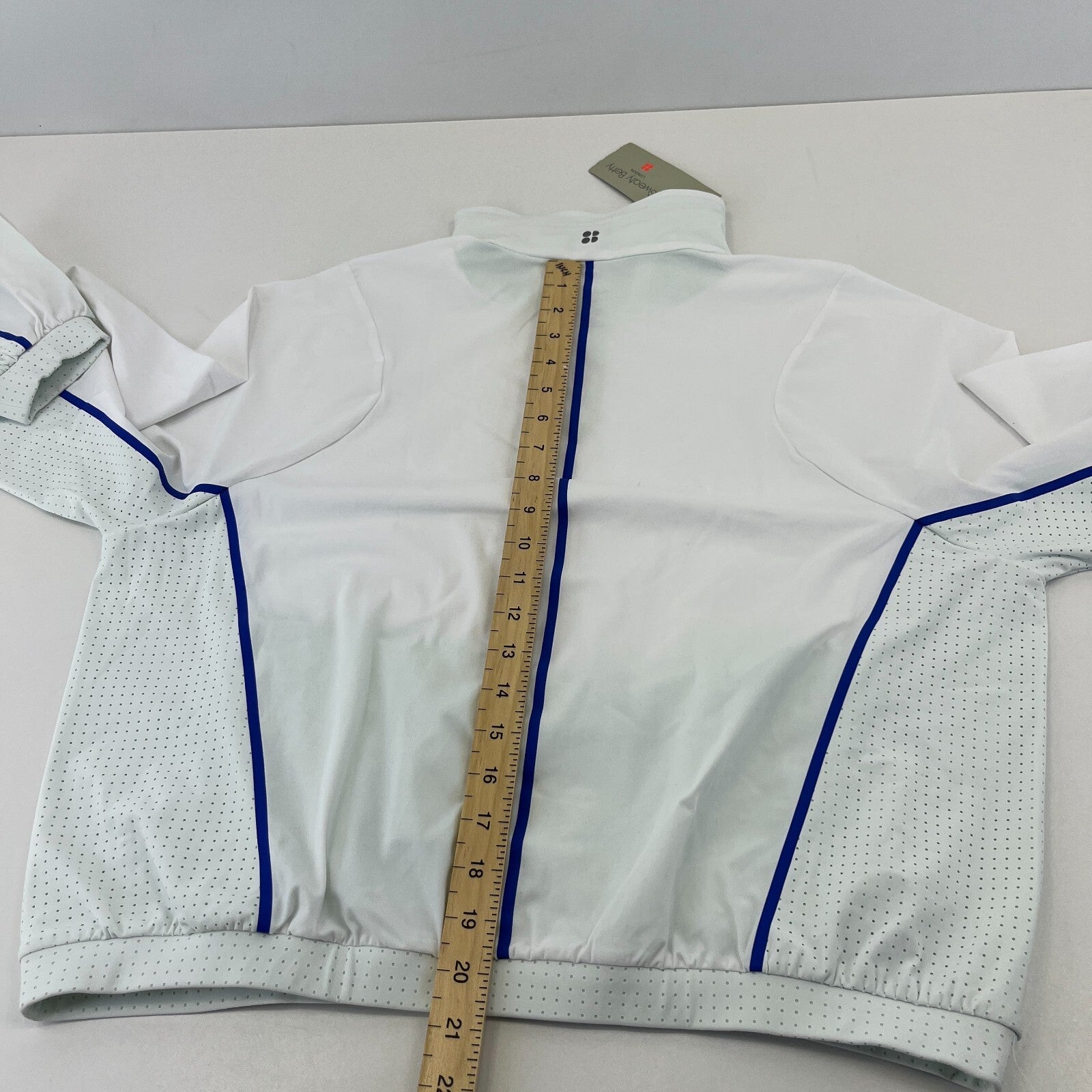 Sweaty Betty Gravity Run Half Zip Jacket Womens size M White Mint Green Pullover