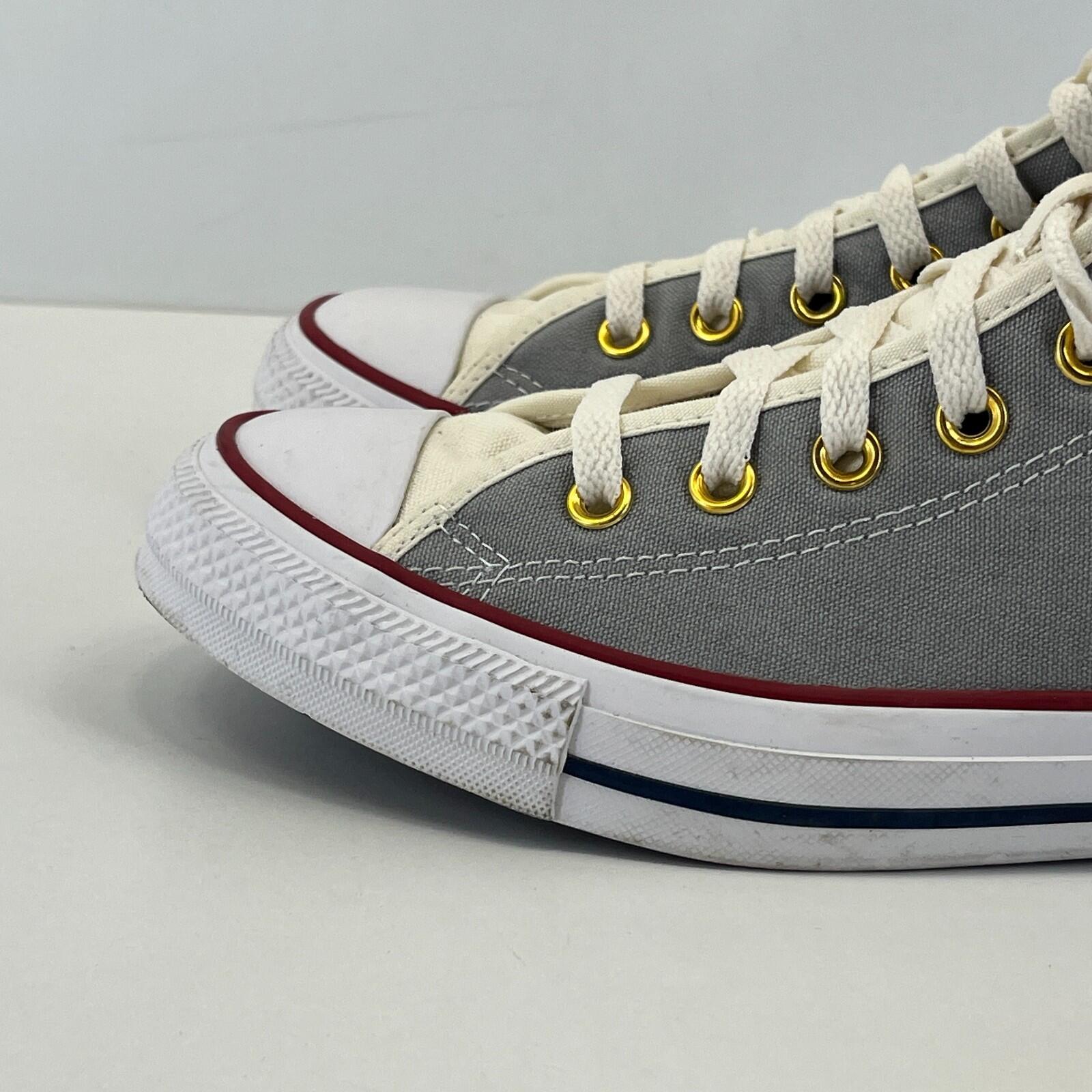Converse Hi Top Trainers in Grey White Red UK size 8.5 - Near Mint
