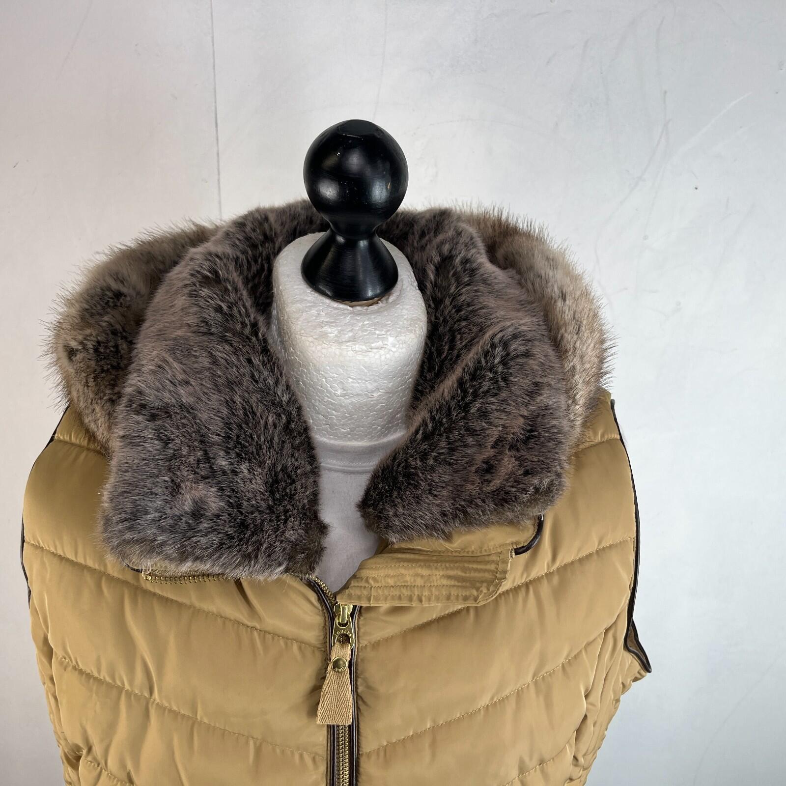 Joules Warm Welcome Collection Quilted Gilet with Faux Fur Collar Brown size 20