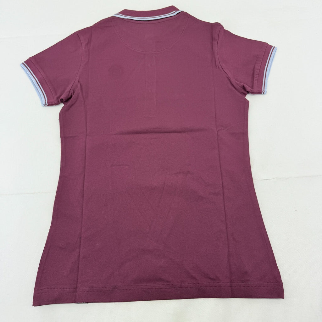 Trojan Records Women's Short Sleeve Polo Shirt in Burgundy Maroon Red size 8