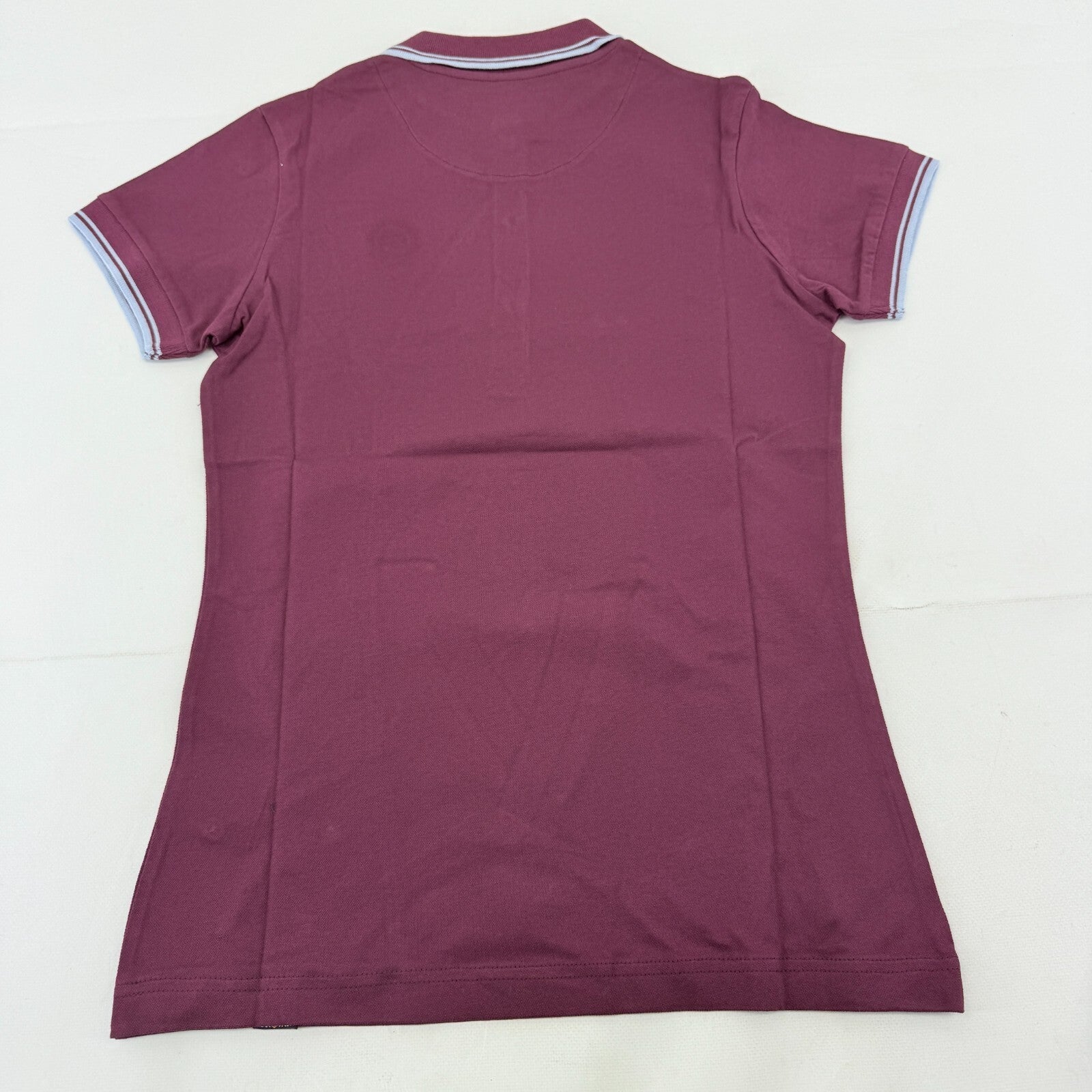 Trojan Records Women's Short Sleeve Polo Shirt in Burgundy Maroon Red size 8