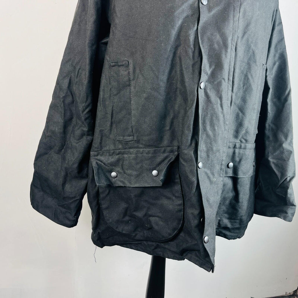 Men's Heavy Denim Wax Jacket in Black with Hood size 2XL