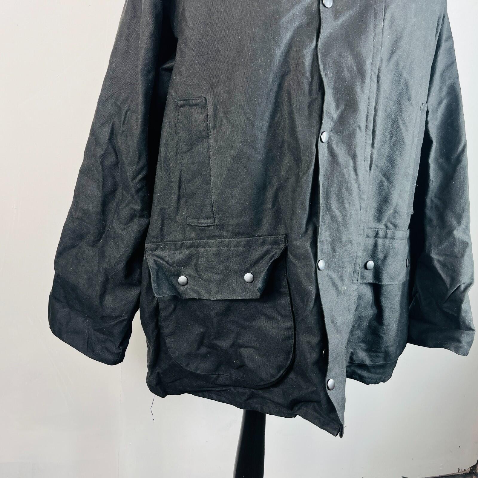 Men's Heavy Denim Wax Jacket in Black with Hood size 2XL