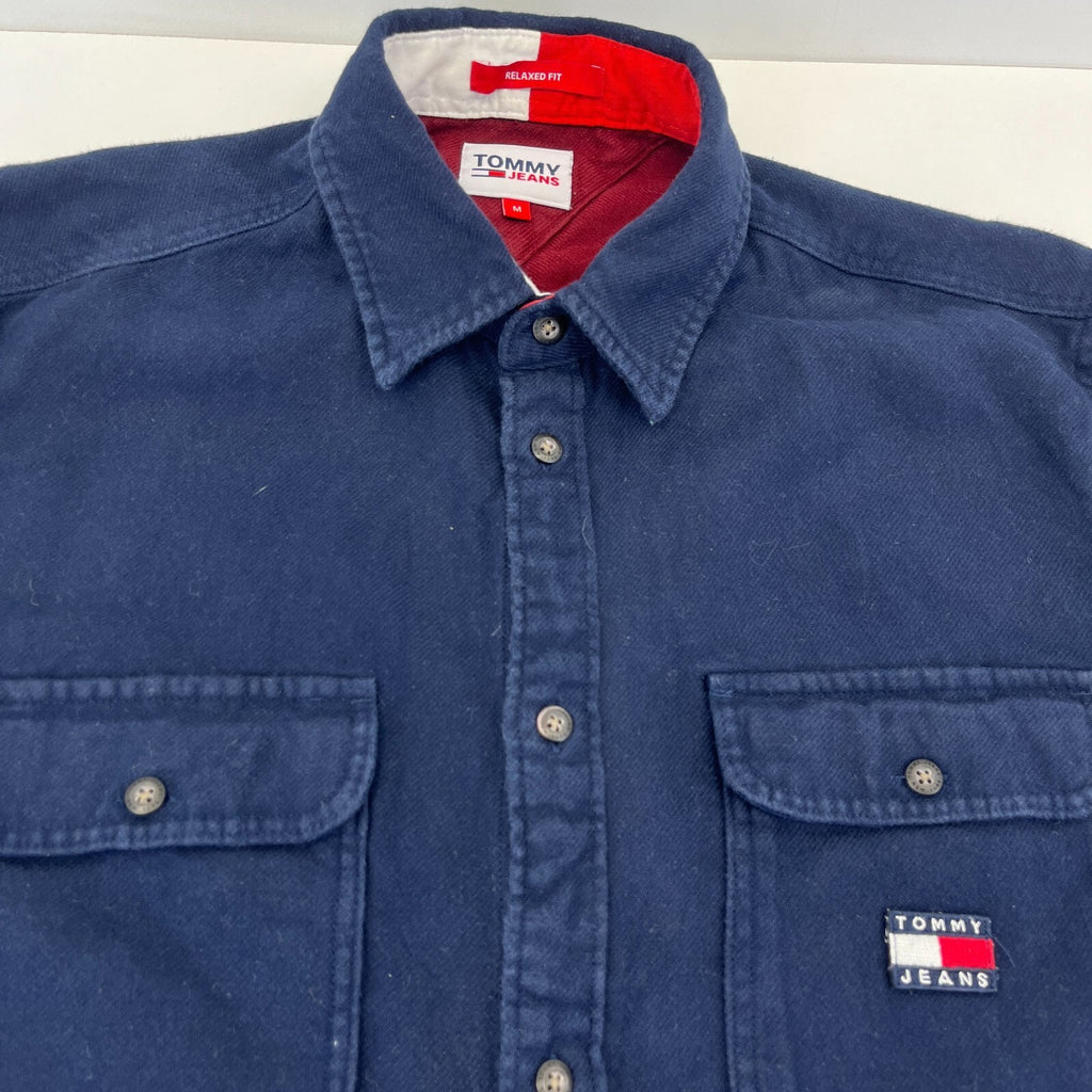 Tommy Hilfiger Jeans Men's Twill Flannel Denim Shirt Navy Blue size M