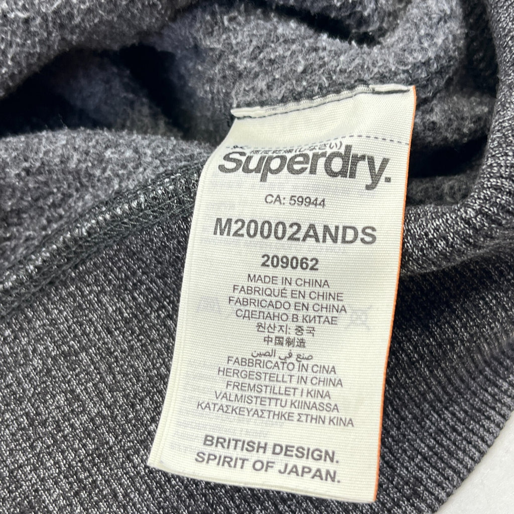 Superdry Hoodie Mens M Grey Full Zip Fleece Sweatshirt Orange Label M20002ANDS