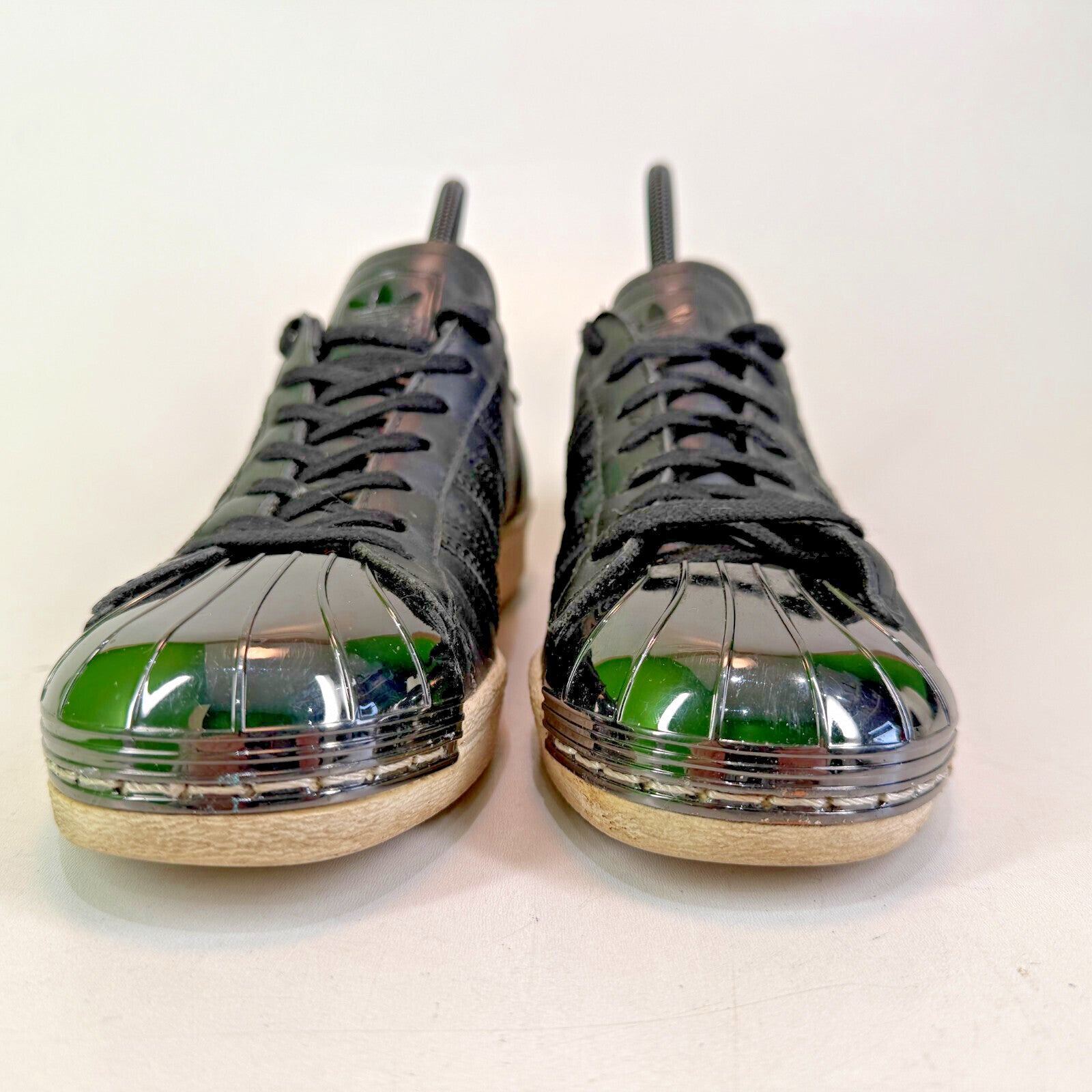 Adidas Superstar Dark Chrome Shell Toes Black Leather White Sole UK size 5