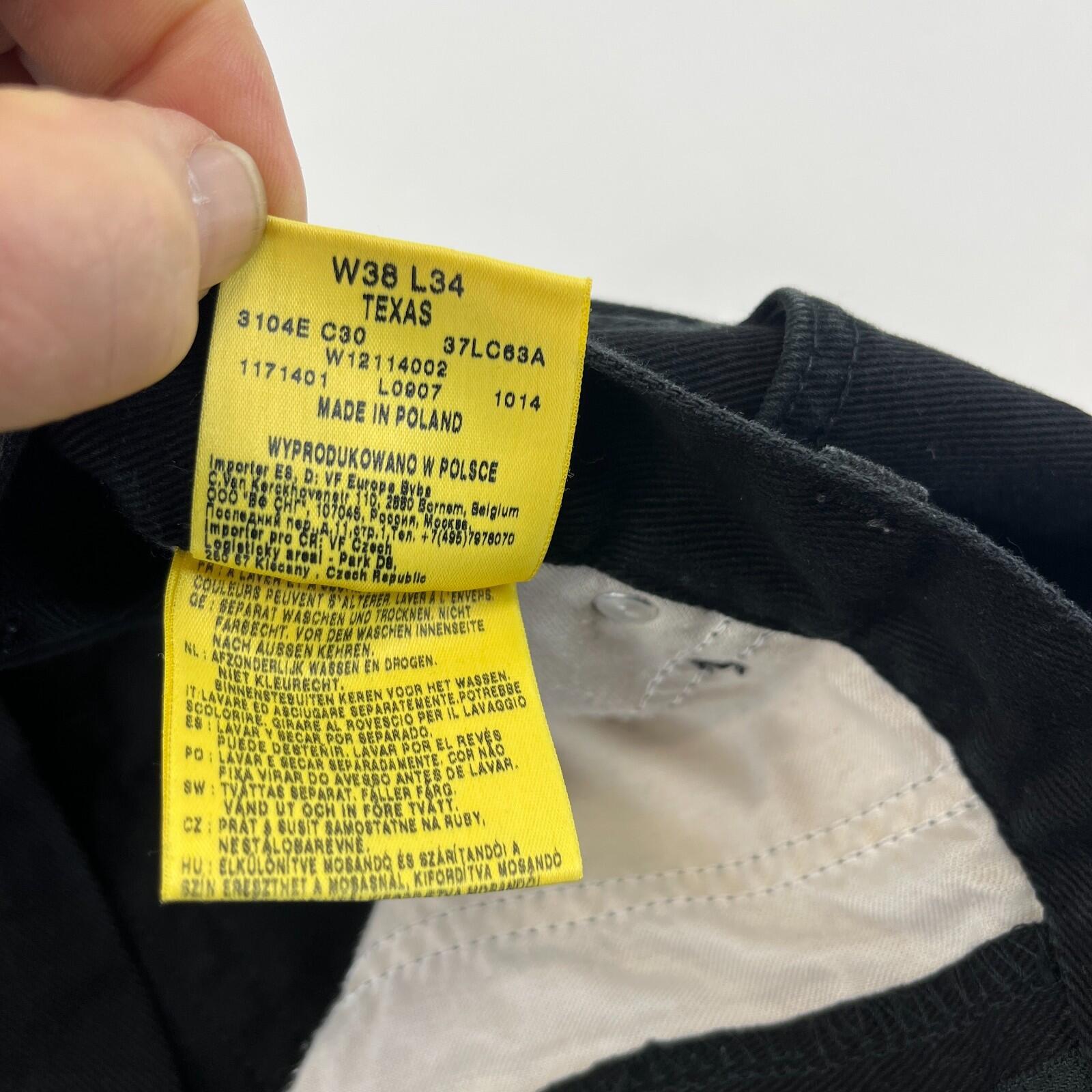Wrangler Texas Straight Leg Jeans in Black 100% Cotton Waist 38" Leg 34" W38 L34