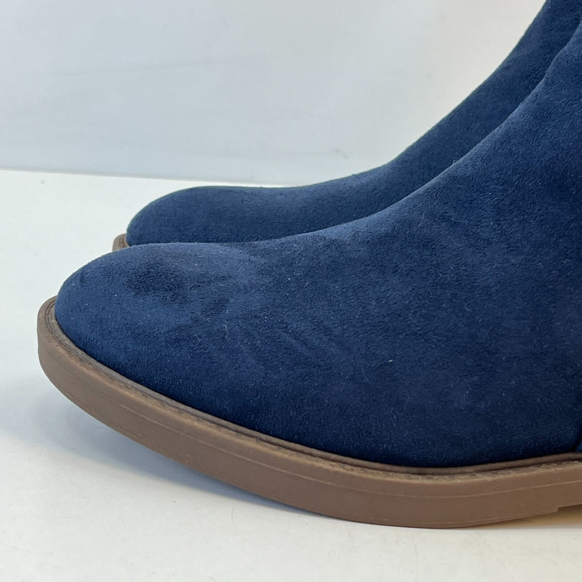 M&S Ladies Vegan Faux Suede Almond Toe Ankle Chelsea Boots Blue UK 6 EU 39.5