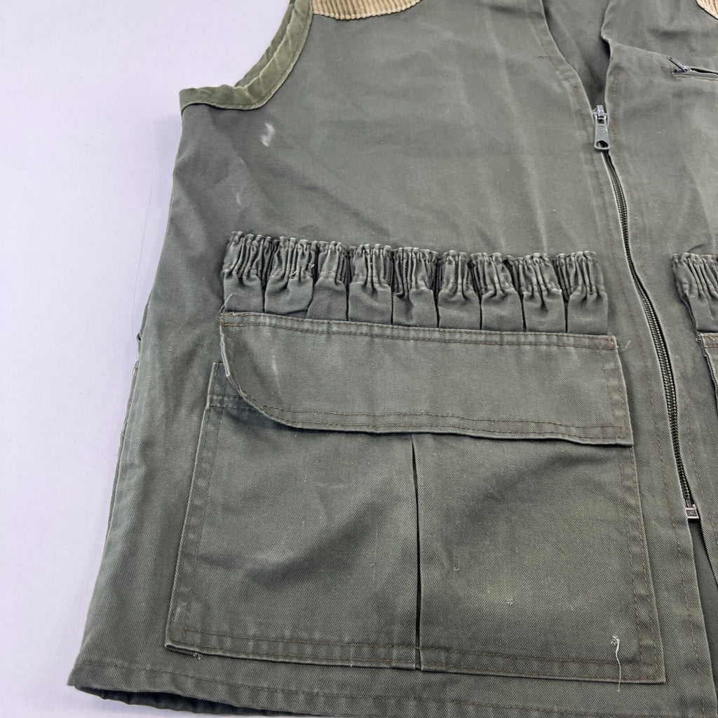 Vintage J Beraha Olive Green Shooting Vest Waistcoat size Large Made in France